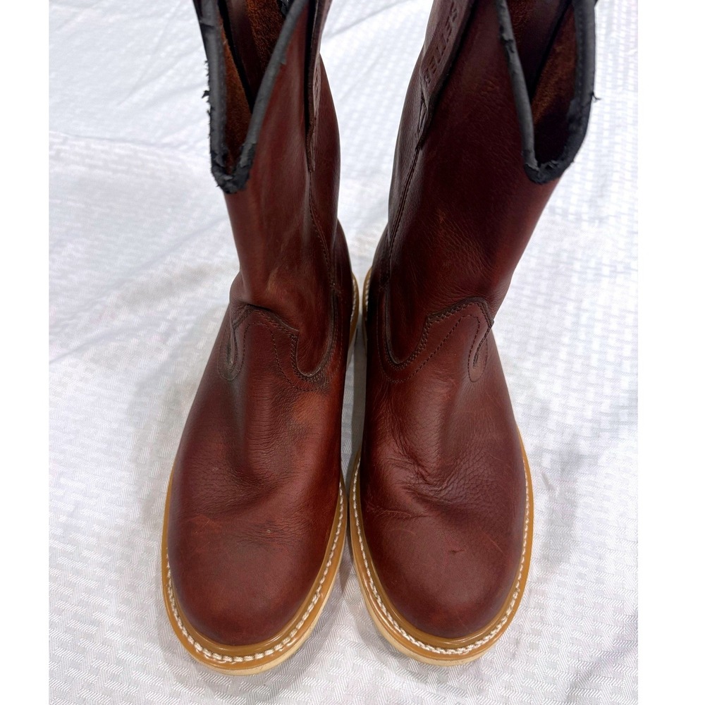 Irish Setter Ashby Pull On Work Boots Mens 8.5 E2 Wide Brown Leather Wedge Sole